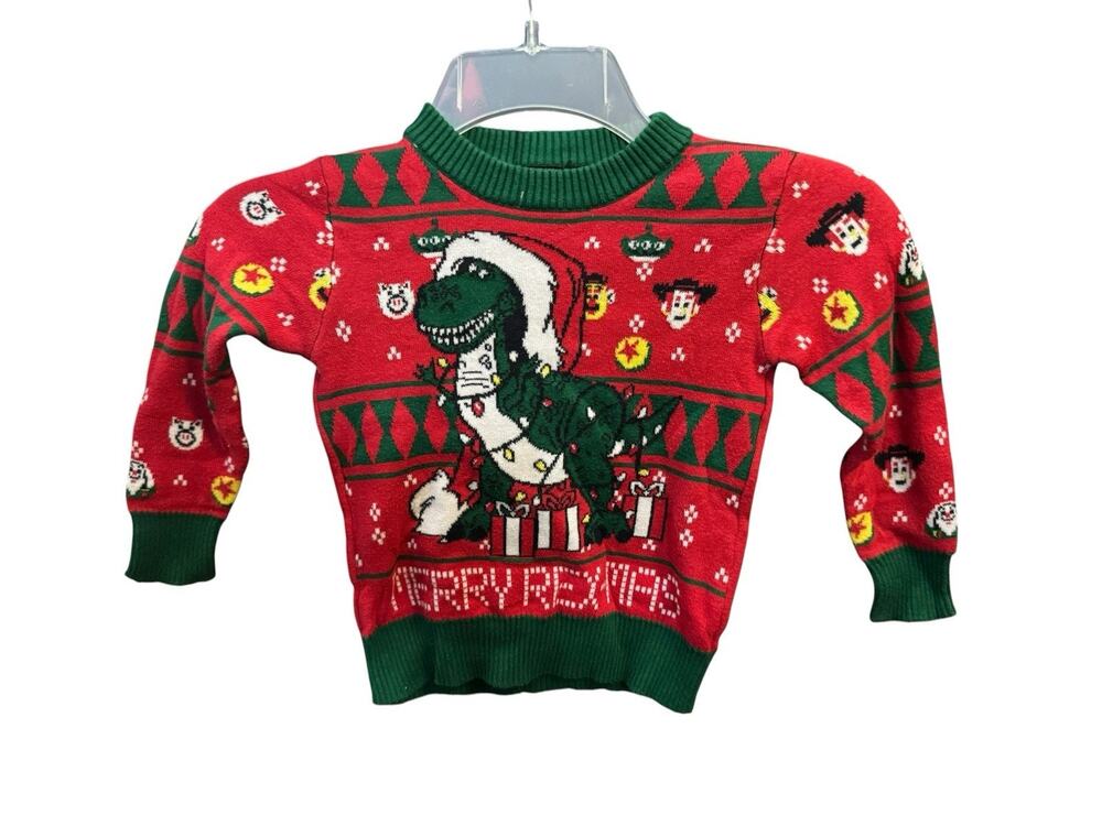 Disney Pixar Toy Story Merry Rexmas Christmas Toddlers Ugly Sweater 18 Months